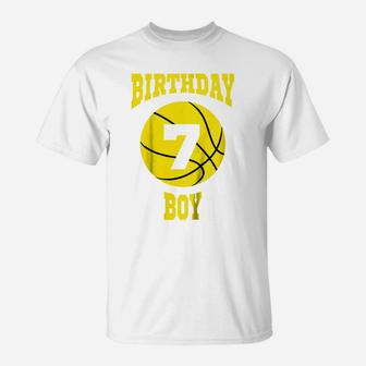 Kids 7Th Birthday Basketball Shirt For Boy Turning 7 Years Old T-Shirt | Crazezy UK