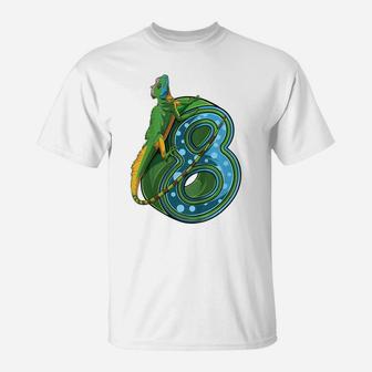 Kids 8 Year Old Lizard Reptile 8Th Birthday Party B-Day T-Shirt | Crazezy AU
