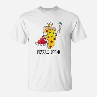 Kids Funny Pizza Queen Salami Pizza Fast Food Girl T-Shirt | Crazezy DE