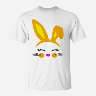 Kids Girls Easter Bunny Face With Flower Toddler Baby Daughter T-Shirt | Crazezy