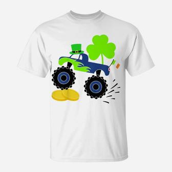 Kids Saint Patricks Day Gift For Monster Truck Lover Boy Shamrock T-Shirt | Crazezy DE