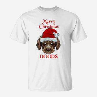 Labradoodle Merry Christmas Doods Santa Hat Doodle Dog Lover Sweatshirt T-Shirt | Crazezy CA