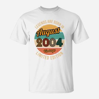 Legends Are Born In August 2004 17Th Birthday T-Shirt | Crazezy