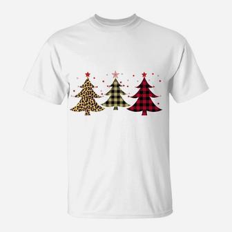 Leopard And Red Buffalo Plaid Xmas Tree Merry Christmas Sweatshirt T-Shirt | Crazezy