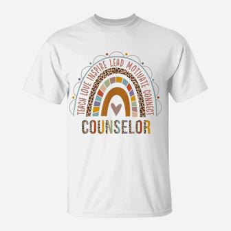 Leopard Boho Rainbow Counselor Funny 100Th Day School T-Shirt | Crazezy DE