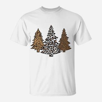 Leopard Christmas Trees Cheetah Animal Print Holiday Xmas T-Shirt | Crazezy CA
