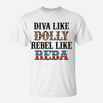 Leopard Diva Like Dolly Rebel Like Reba Sweatshirt T-Shirt | Crazezy