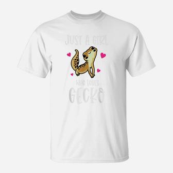 Leopard Gecko Just A Girl Womens Kawaii Lizard Reptile T-Shirt | Crazezy DE