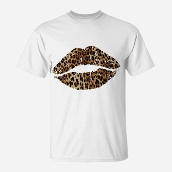 Leopard Lips Trendy Kiss Mouth Women Cheetah Animal Print T-Shirt | Crazezy DE