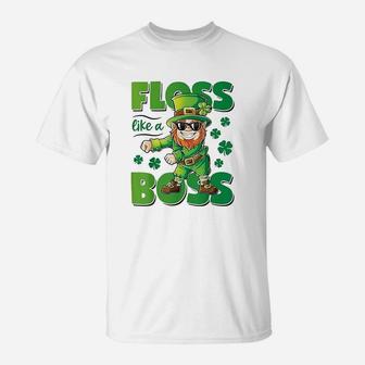 Leprechaun Floss Like A Boss St Patricks Day Boys Kids Gifts T-Shirt | Crazezy UK