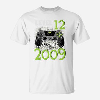 Level 12 Unlocked Awesome Since 2009 Video Gamer 12 Birthday T-Shirt | Crazezy