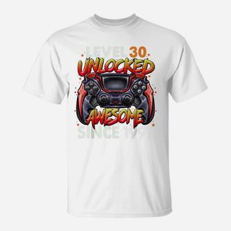 Level 30 Unlocked Awesome Since 1991 30Th Birthday Gaming T-Shirt | Crazezy UK