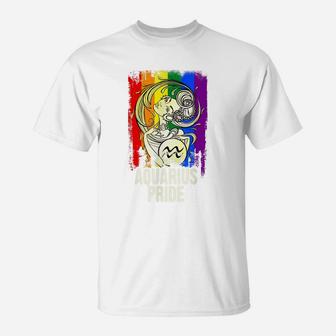 Lgbt Aquarius Pride January February Birthday Zodiac Gift T-Shirt | Crazezy CA