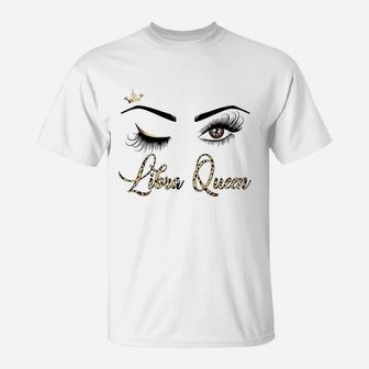 Libra Zodiac Birthday Leopard Print Gift For Girls Women T-Shirt | Crazezy UK