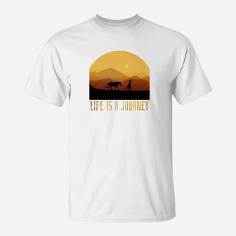 Life Is A Journey Man Horse Sunset Mountains Travel Gift Tee T-Shirt - Thegiftio UK