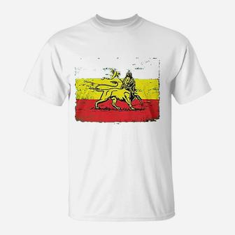 Lion Flag Rasta Jamaican Religion Pride T-Shirt | Crazezy