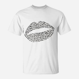 Lips Leopard Animal Print Kiss Pout Love T-Shirt | Crazezy