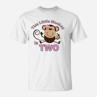 Little Monkey Girl 2Nd Birthday T-Shirt | Crazezy UK