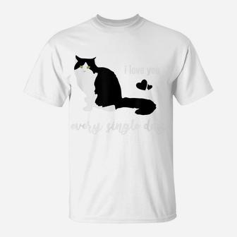 Love Black Cat With Heart For A Single Valentine Day Gift T-Shirt | Crazezy UK