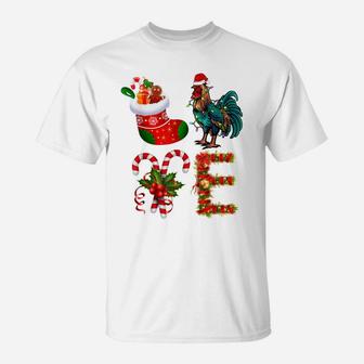 Love Chicken Christmas Lights Funny Santa Hat Christmas T-Shirt | Crazezy DE