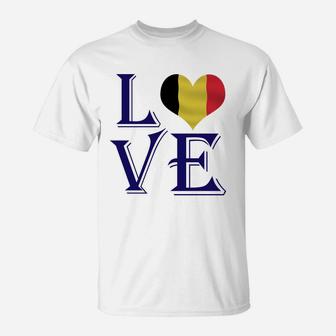 Love Heart Belgium Country Flag Lovers T-Shirt - Seseable