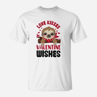 Love Kisses Valentine Day T Gift For Valentine Day Happy Valentines Day T-Shirt - Seseable