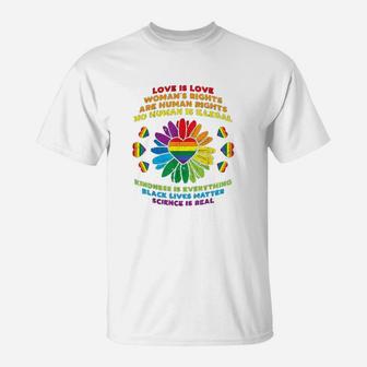 Love Lgbt Daisy Heart Black Gay Pride Equality Gift T-Shirt | Crazezy
