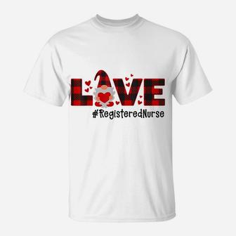 Love Registered Nurse Gnome Flannel Valentine's Day T-Shirt | Crazezy AU
