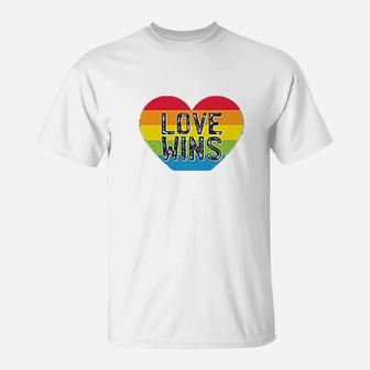 Love Wins Pride Rainbow Heart T-Shirt | Crazezy