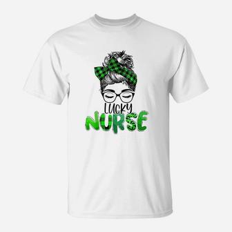 Lucky Nurse St Patricks Day Nurse Shamrock Woman T-Shirt | Crazezy AU
