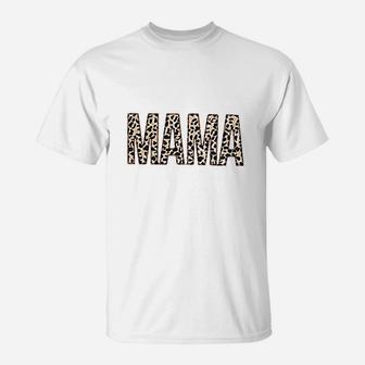 Mama Women Leopard Funny Letter Print Mom Gift Tops T-Shirt | Crazezy