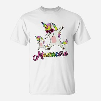 Mamacorn Funny Unicorn Mommy Unicorn Girl And Mother T-Shirt | Crazezy
