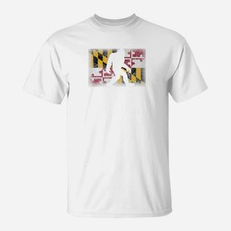 Maryland State Flag Bigfoo Funny Sasquatch Souvenir G T-Shirt - Thegiftio UK