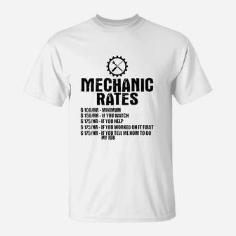 Mechanic Funny Gift Mechanic Rates T-Shirt | Crazezy UK