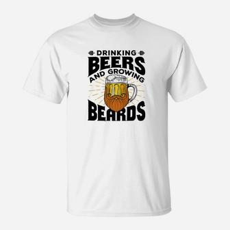 Mens Beer Beard Drinking Beer And Growing Beards Gifts T-Shirt - Thegiftio UK