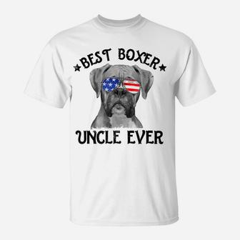 Mens Best Boxer Uncle Ever Dog Dad American Flag 4Th Of July T-Shirt | Crazezy