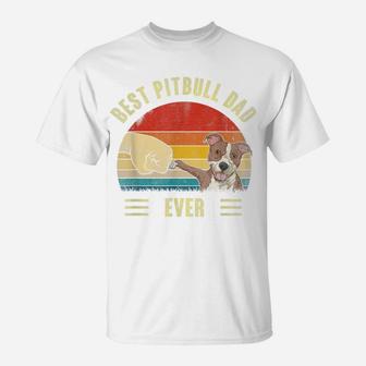 Mens Best Pitbull Dad Ever Bump Fit Dog Dad Fathers Day Vintage T-Shirt | Crazezy AU