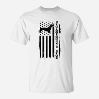 Mens Dachshund Dad Vintage American Flag Patriotic Weiner Dog T-Shirt | Crazezy DE