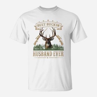 Mens Fathers Day Best Buckin' Husband Ever Deer Hunting Bucking T-Shirt | Crazezy DE
