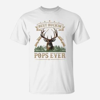 Mens Fathers Day Best Buckin' Pops Ever Deer Hunting Bucking T-Shirt | Crazezy AU
