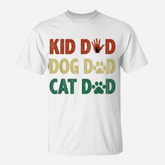 Mens Funny Kid Dog Cat Dad Cool Father's Day Fur Papa Pet Owner T-Shirt | Crazezy DE