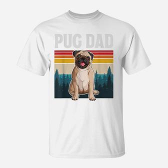 Mens Funny Pug Dad - Vintage Retro Pug Dog Lover T-Shirt | Crazezy