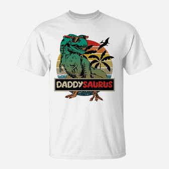 Mens Matching Family Daddysaurus T-Rex Father's Day - Dad T-Shirt | Crazezy