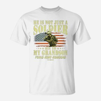 Mens My Grandson Is A Solider - Proud Army Granddad Grandpa Gift T-Shirt | Crazezy