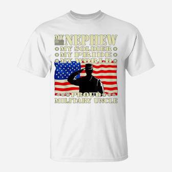 Mens My Nephew My Soldier Hero Proud Military Uncle Army Family T-Shirt | Crazezy
