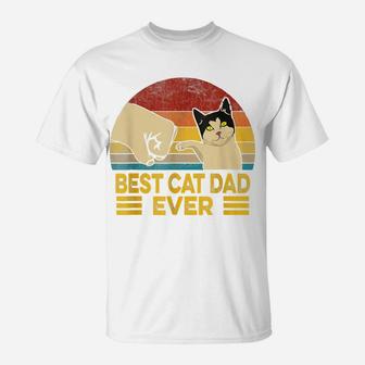 Mens Vintage Best Cat Dad Ever Funny Cat Daddy Father Day T-Shirt | Crazezy
