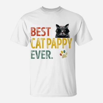 Mens Vintage Best Cat Pappy Ever Retro Cat Daddy Father Gift T-Shirt | Crazezy