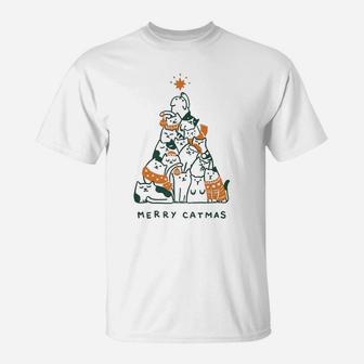 Merry Catmas Funny Cats Christmas Tree Xmas Gift T-Shirt | Crazezy UK