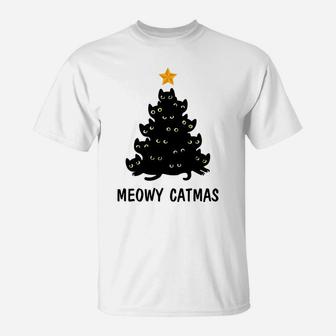 Merry Catmas Xmas Gift Meowy Catmas Funny Cat Christmas Sweatshirt T-Shirt | Crazezy DE