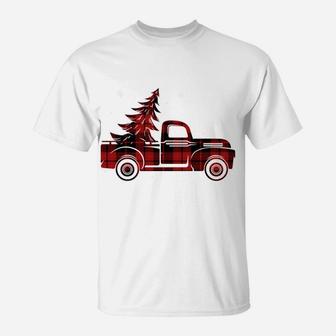 Merry Christmas Buffalo Truck Tree Red Plaid For Men Women T-Shirt | Crazezy CA
